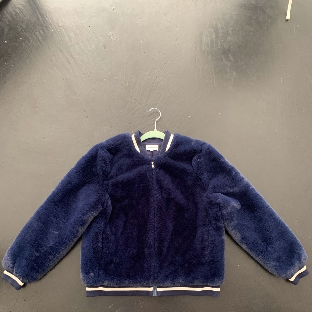 GRABdenim faux fur bomber jacket